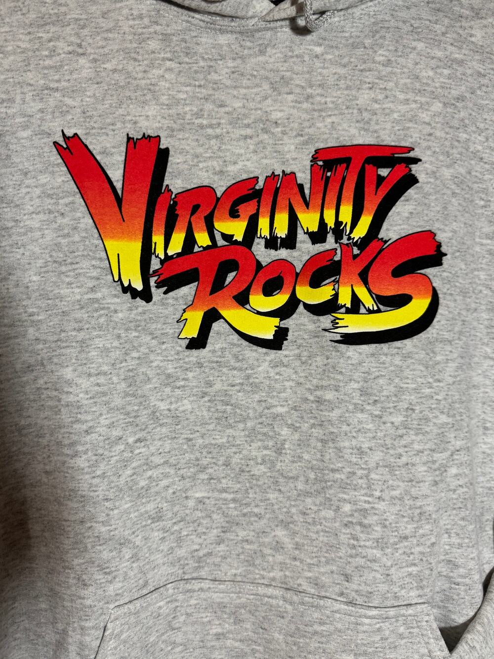 NWOT Danny Duncan 69 Virginity Rocks Heather Gray Pullover Hoodie Graphic Logo